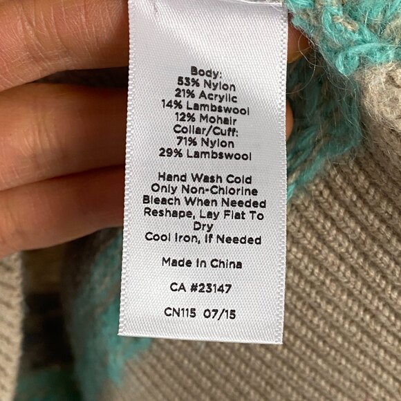 Talbots Cardigan Sweater Size XLP Fair Isle Multicolor Lambswool Mohair - Picture 5 of 10